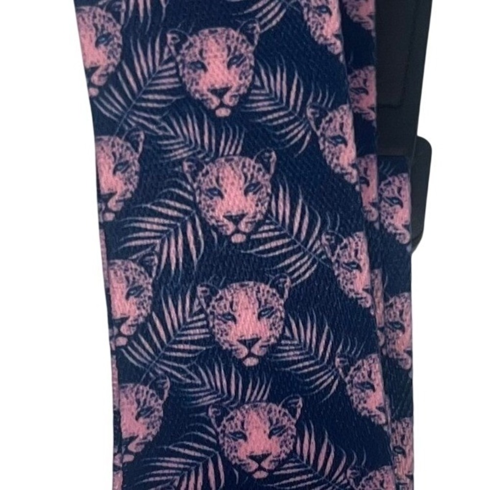 Purple Pink Leopard Faces Blue Background Guitar Purse Bag Strap New Open Pack